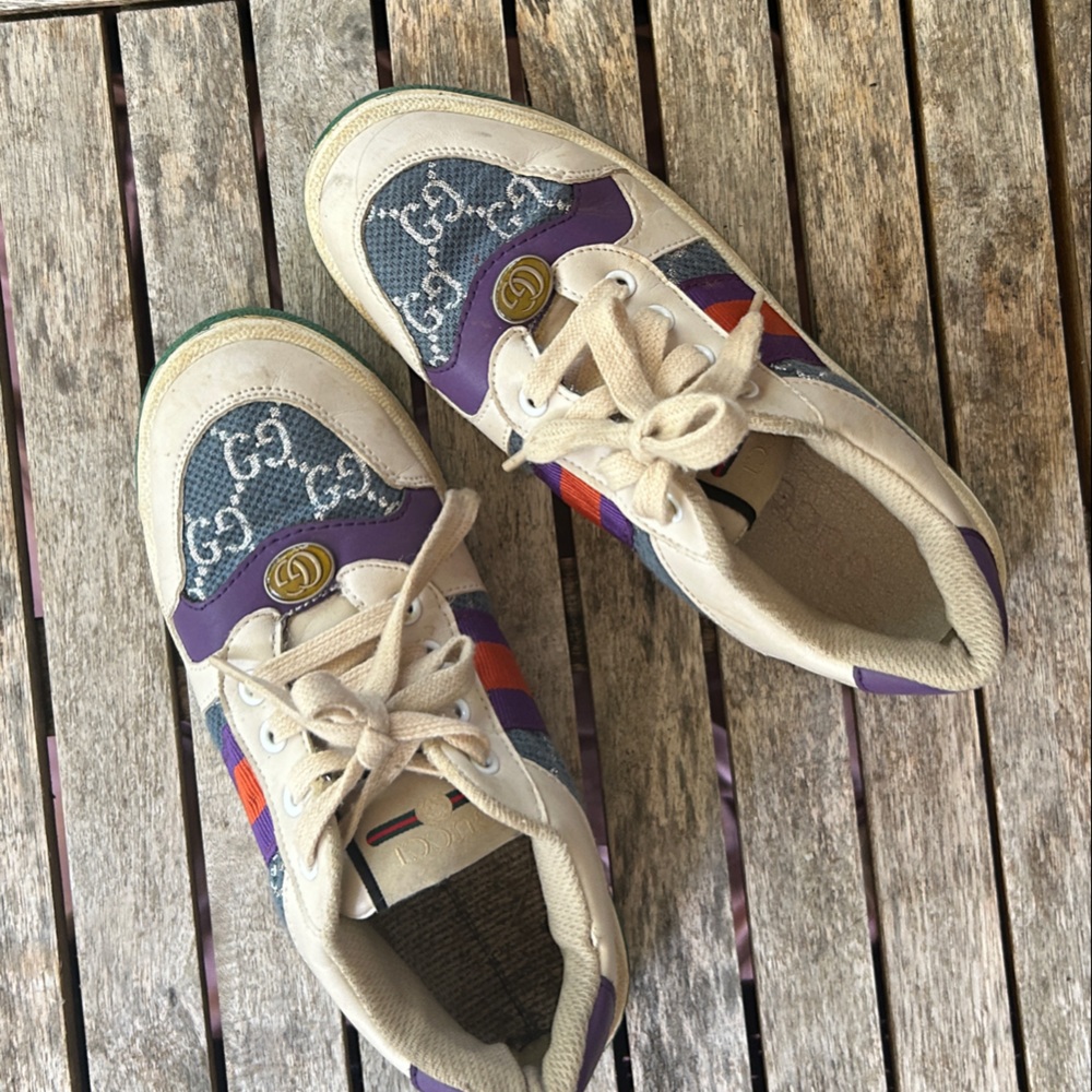 Gucci Kids Sneakers in Purple, Orange, and Cream